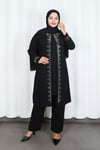 Kolları Taşlı Büyük Beden Anne Takımı Siyah   HNT2101 