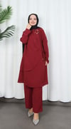 Yandan Tokalı Pantolonlu Ayrobin Takım Bordo  HNT8591