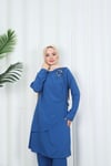 Yandan Tokalı Pantolonlu Ayrobin Takım İndigo  HNT8591