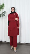 Yandan Tokalı Pantolonlu Ayrobin Takım Bordo  HNT8591
