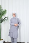 Yandan Tokalı Pantolonlu Ayrobin Takım Gri   HNT8591