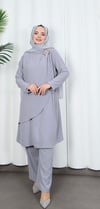 Yandan Tokalı Pantolonlu Ayrobin Takım Gri   HNT8591