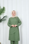 Yandan Tokalı Pantolonlu Ayrobin Takım Haki  HNT8591
