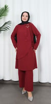 Yandan Tokalı Pantolonlu Ayrobin Takım Bordo  HNT8591