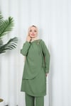 Yandan Tokalı Pantolonlu Ayrobin Takım Haki  HNT8591
