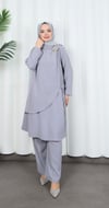 Yandan Tokalı Pantolonlu Ayrobin Takım Gri   HNT8591