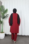 Yandan Tokalı Pantolonlu Ayrobin Takım Bordo  HNT8591