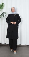 Yandan Tokalı Pantolonlu Ayrobin Takım Siyah   HNT8591