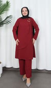 Yandan Tokalı Pantolonlu Ayrobin Takım Bordo  HNT8591