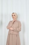 Ceketli Etekli Tesettür İkili Takım Krem   HNT8594