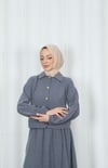Ceketli Etekli Tesettür İkili Takım Koyu Gri  HNT8594