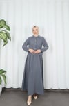 Ceketli Etekli Tesettür İkili Takım Koyu Gri  HNT8594