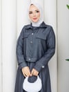 Tansel Kot Ceketi Düğmeli Jile Elbise Takım Siyah HNT8597