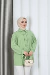 Fiyonk Detaylı Büzgülü Balon Kol Tunik Yeşil HNT2128