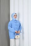 Fiyonk Detaylı Büzgülü Balon Kol Tunik Bebe Mavisi    HNT2128