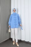 Fiyonk Detaylı Büzgülü Balon Kol Tunik Bebe Mavisi    HNT2128