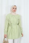 Bebe Yaka Dantel Detaylı Bağcıklı Tunik HNT2133 Yağ Yeşili 