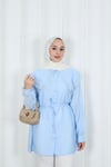 Bebe Yaka Dantel Detaylı Bağcıklı Tunik HNT2133 Bebe Mavisi 