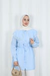 Bebe Yaka Dantel Detaylı Bağcıklı Tunik HNT2133 Bebe Mavisi 