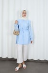 Bebe Yaka Dantel Detaylı Bağcıklı Tunik HNT2133 Bebe Mavisi 