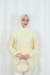 Bebe Yaka Dantel Detaylı Bağcıklı Tunik HNT2133 Sarı 
