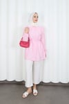 Bebe Yaka Dantel Detaylı Bağcıklı Tunik HNT2133 Pembe 
