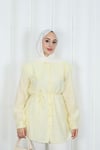 Bebe Yaka Dantel Detaylı Bağcıklı Tunik HNT2133 Sarı 