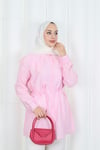 Bebe Yaka Dantel Detaylı Bağcıklı Tunik HNT2133 Pembe 
