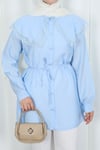 Bebe Yaka Dantel Detaylı Bağcıklı Tunik HNT2133 Bebe Mavisi 