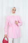 Bebe Yaka Dantel Detaylı Bağcıklı Tunik HNT2133 Pembe 