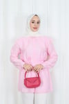 Bebe Yaka Dantel Detaylı Bağcıklı Tunik HNT2133 Pembe 