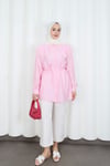 Bebe Yaka Dantel Detaylı Bağcıklı Tunik HNT2133 Pembe 