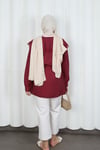 Bebe Yaka Dantel Detaylı Bağcıklı Tunik HNT2133 Bordo 