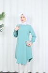 Kolu Boncuk Detaylı Tesettür Tunik Mint Yeşili HNT7515