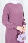 Kolu Boncuk Detaylı Tesettür Tunik Mor HNT7515