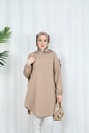 Kolu Taş Detaylı Tunik Vizon  HNT7518