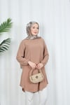 Kolu Taş Detaylı Tunik Taba  HNT7518