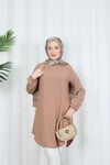 Kolu Taş Detaylı Tunik Taba  HNT7518