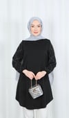 Kolu Taş Detaylı  Tunik Siyah HNT7518