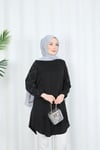 Kolu Taş Detaylı  Tunik Siyah HNT7518
