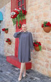 Uzun Düğmeli Tunik  Koyu Gri   HNT8533