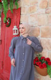 Uzun Düğmeli Tunik  Koyu Gri   HNT8533