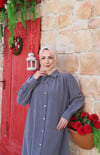 Uzun Düğmeli Tunik  Koyu Gri   HNT8533