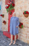 Uzun Düğmeli Tunik  Mavi  HNT8533
