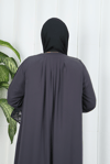 Yakadan Pileli Yarım Mevlana Ferace GRİ  HNT7063
