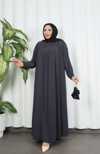 Yakadan Pileli Yarım Mevlana Ferace GRİ  HNT7063