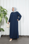 Yakadan Pileli Yarım Mevlana Ferace Lacivert  HNT7063