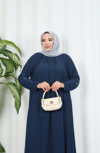 Yakadan Pileli Yarım Mevlana Ferace Lacivert  HNT7063