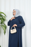 Yakadan Pileli Yarım Mevlana Ferace Lacivert  HNT7063
