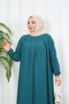 Yakadan Pileli Yarım Mevlana Ferace MİNT YEŞİLİ  HNT7063